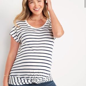 Old Navy Maternity EveryWear Striped Twist-Hem T-Shirt - Coral